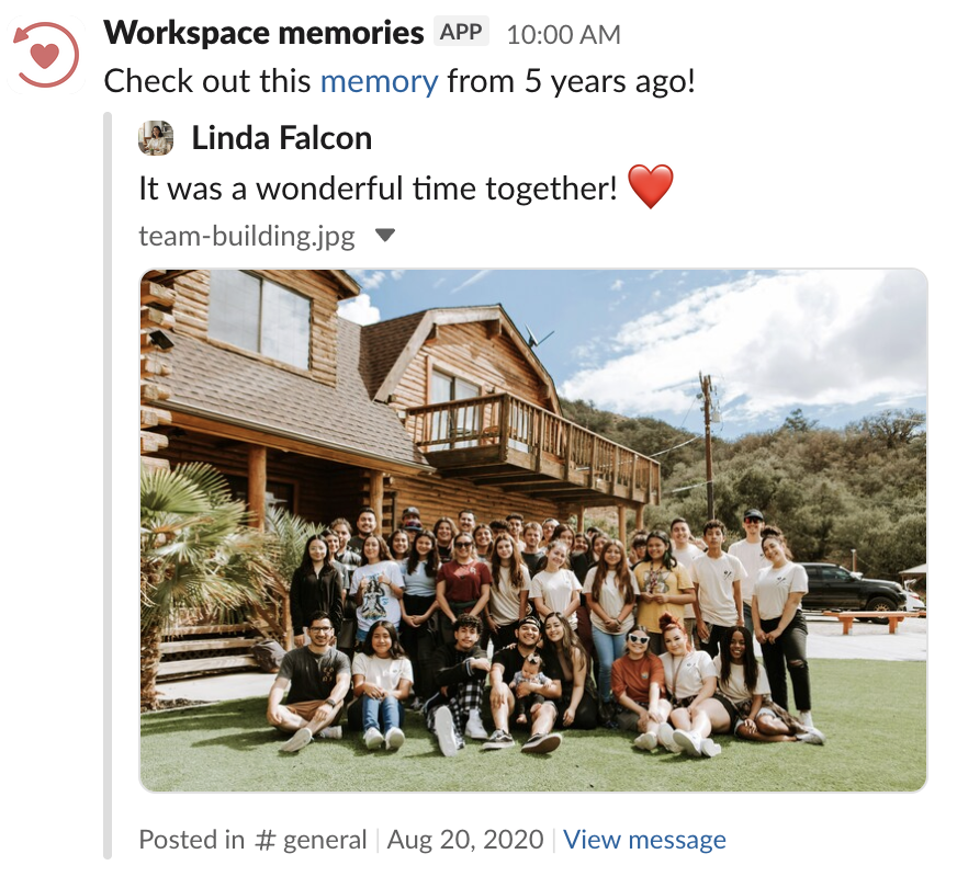 Slack memory message