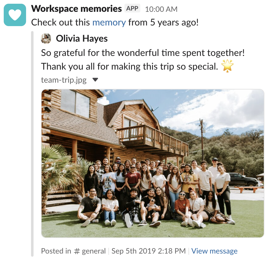 Workspace memory message